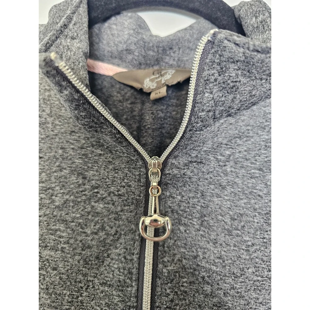 Equestrian Good Rider Quarter Zip Top Kids XL Gray Heather Long Sleeve 18016